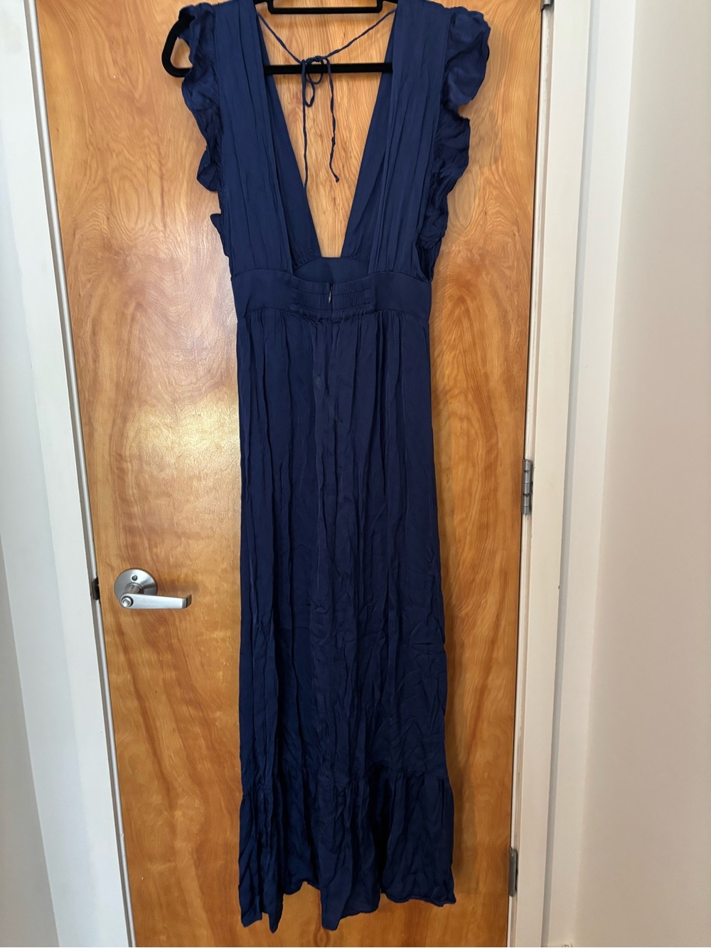 STILLWATER What If Maxi Dress Deep V Navy Maxi Dress with Thigh Slit Size Large - Picture 7 of 12